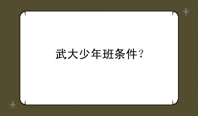 武大少年班条件？