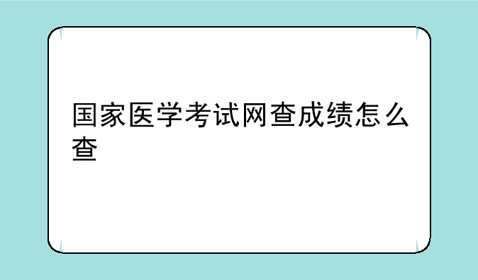 国家医学考试网查成绩怎么查