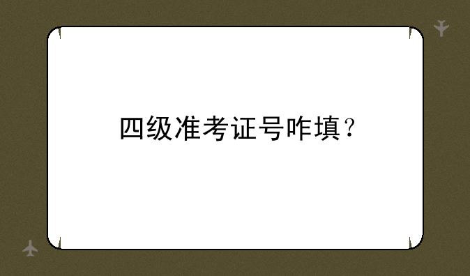 四级准考证号咋填？
