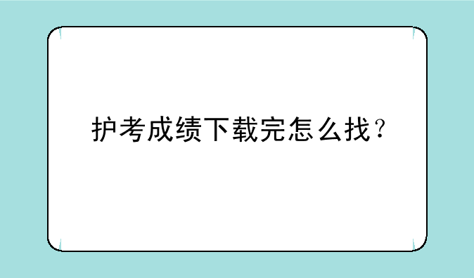 护考成绩下载完怎么找？