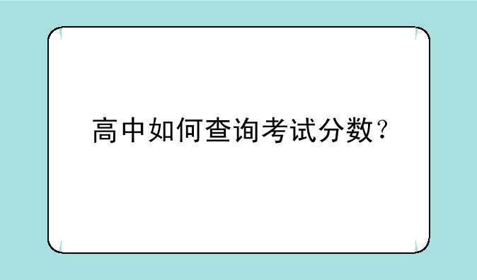 高中如何查询考试分数？