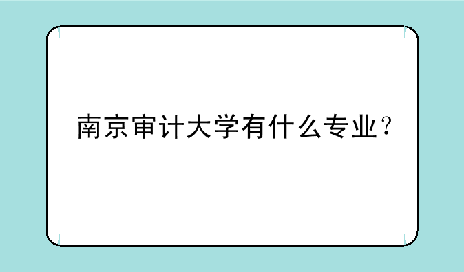 南京审计大学有什么专业？