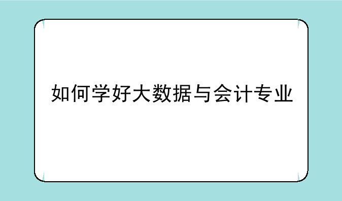 如何学好大数据与会计专业