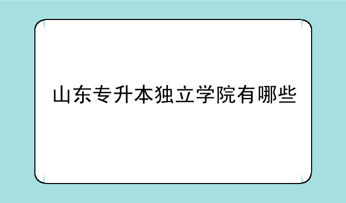 山东专升本独立学院有哪些