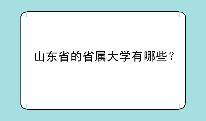 山东省的省属大学有哪些？