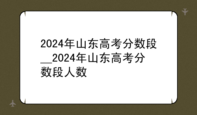 2024年山东高考分数段__2024年山东高考分数段人数