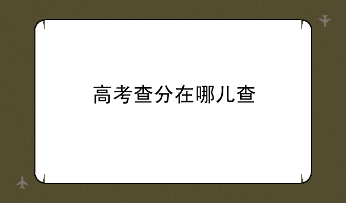 高考查分在哪儿查