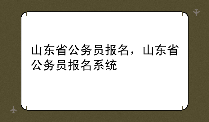 山东省公务员报名，山东省公务员报名系统