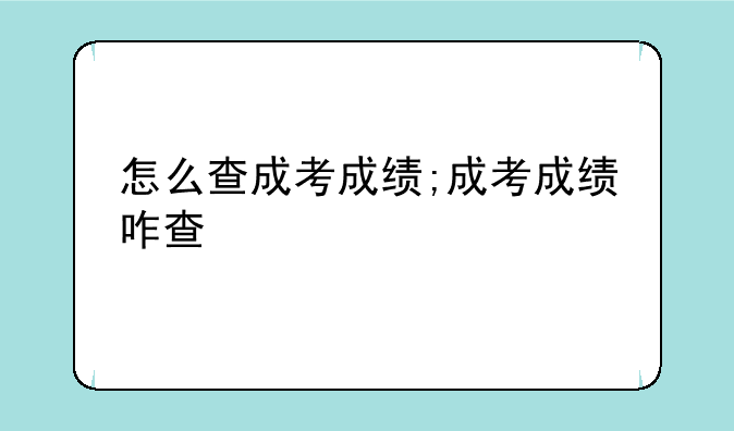 怎么查成考成绩;成考成绩咋查